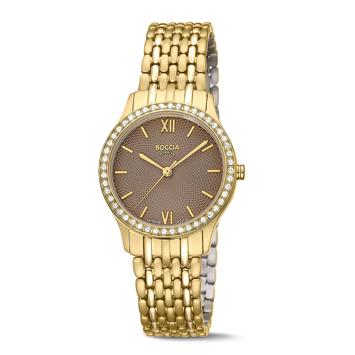 Boccia Womens Watch 18mm Pink Gem Dial Dress Purple Leather Titanium New Battery 3360-02 Ladies Boccia Titanium Watch main image 2