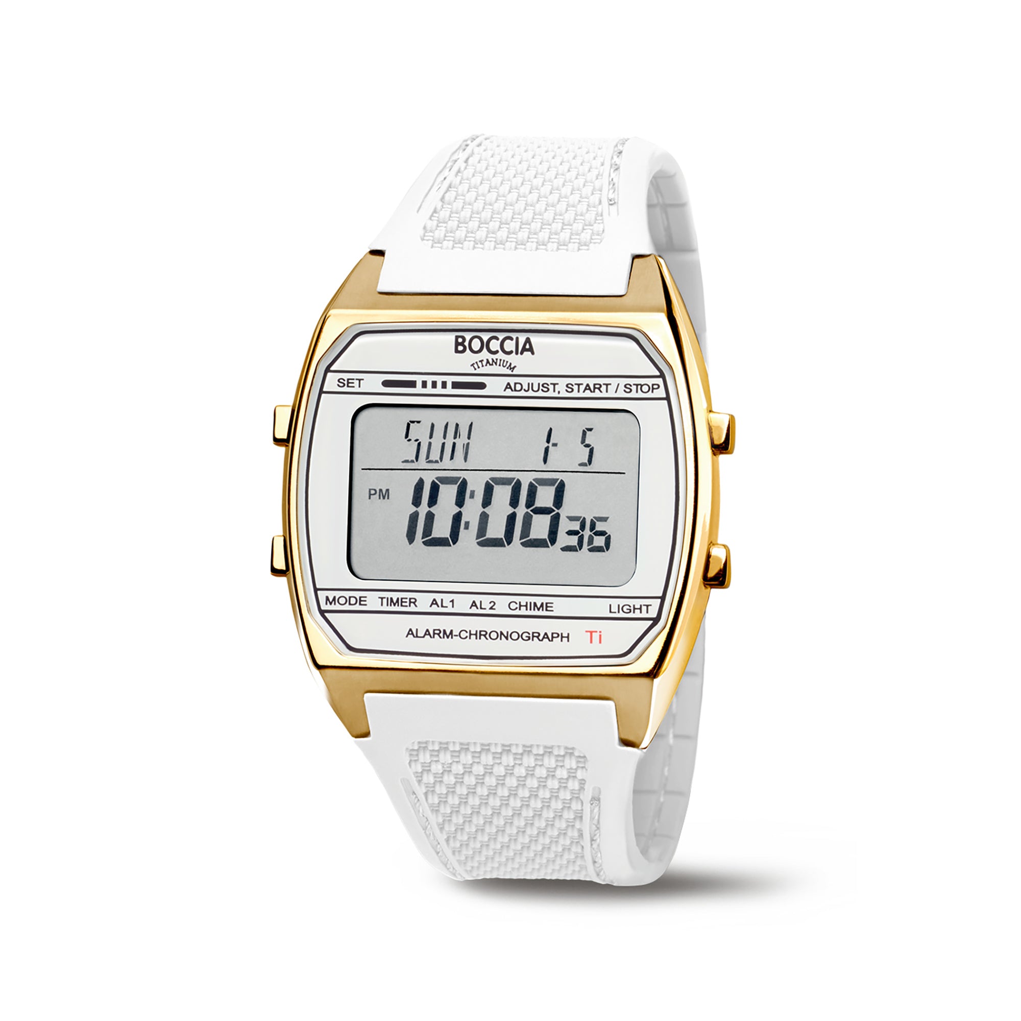 3738-04 Boccia Titanium Digital Watch, White