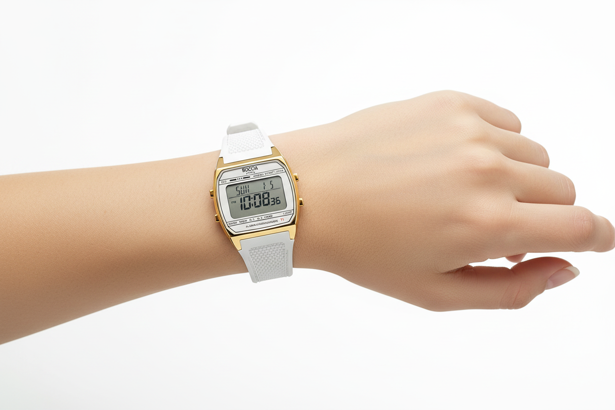 3738-04 Boccia Titanium Digital Watch, White