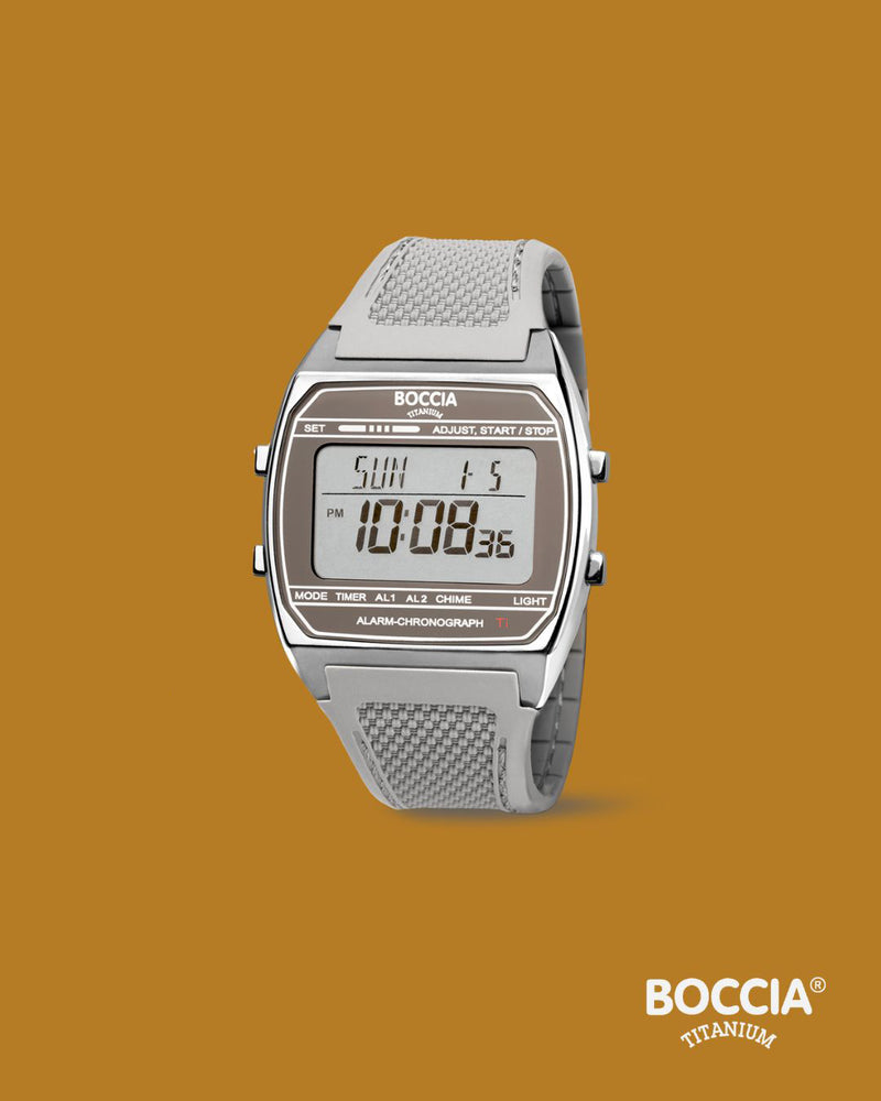 3738-01 Boccia Titanium Digital Watch, Grey