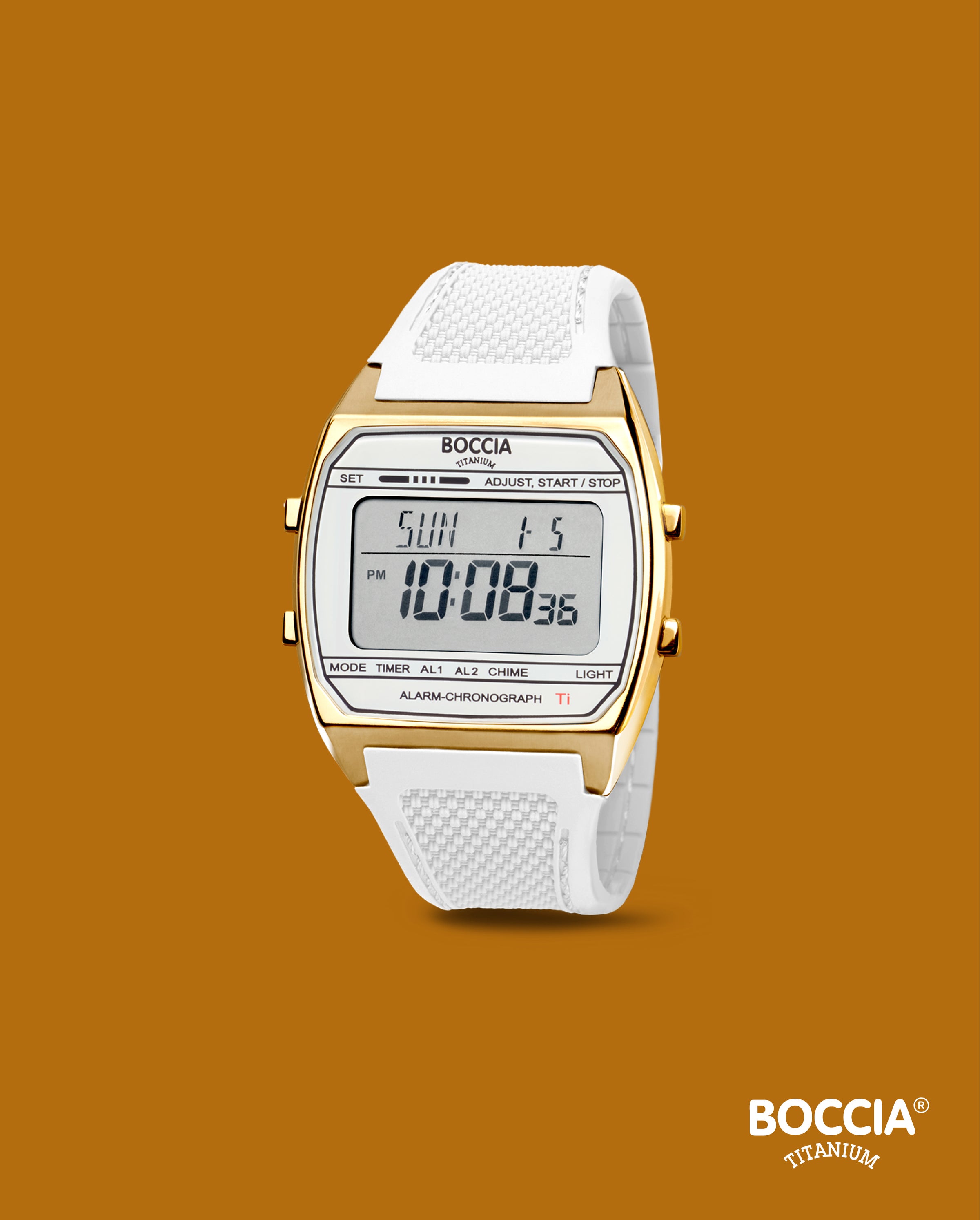 3738-04 Boccia Titanium Digital Watch, White