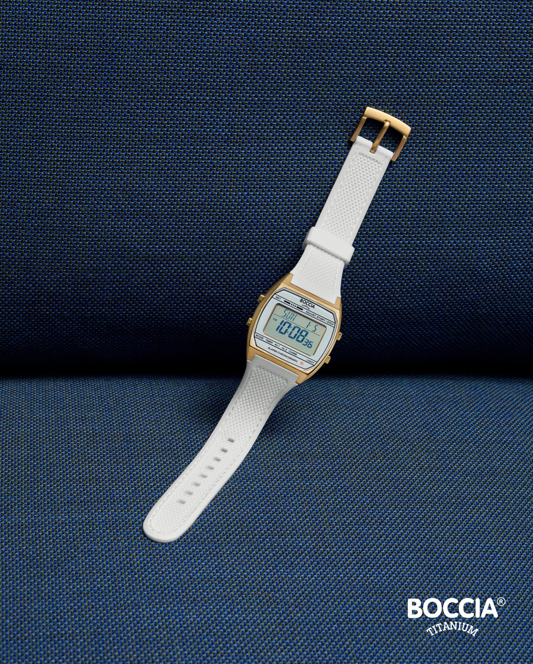 3738-04 Boccia Titanium Digital Watch, White