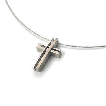 0714-03 Boccia Titanium Cross Pendant  (choose chain separately)